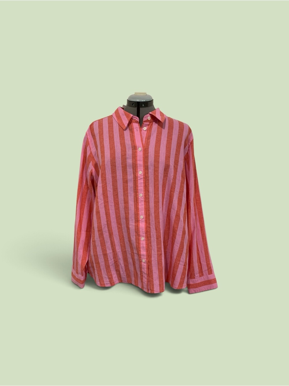 J. Crew Pink and Red Vertical Stripe Button-Down Shirt